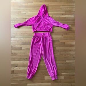 Victorias Secret Plush  Velour Sweatsuit Medium Pink